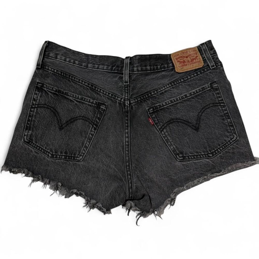Levi's 501 Black Distressed Button Fly Shorts Women’s W30 Denim